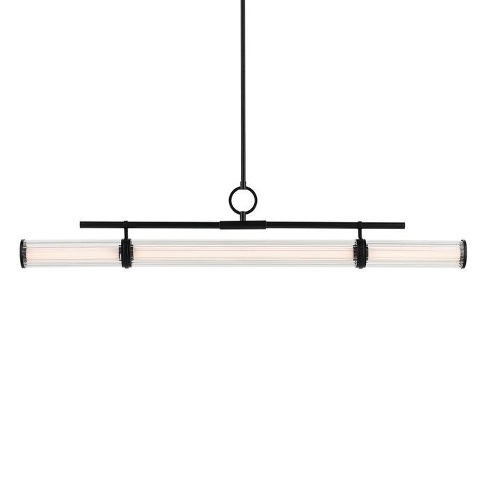 Kichler Riven 48.25" LED 1Lt Linear Chandelier, Black/Clear Fluted