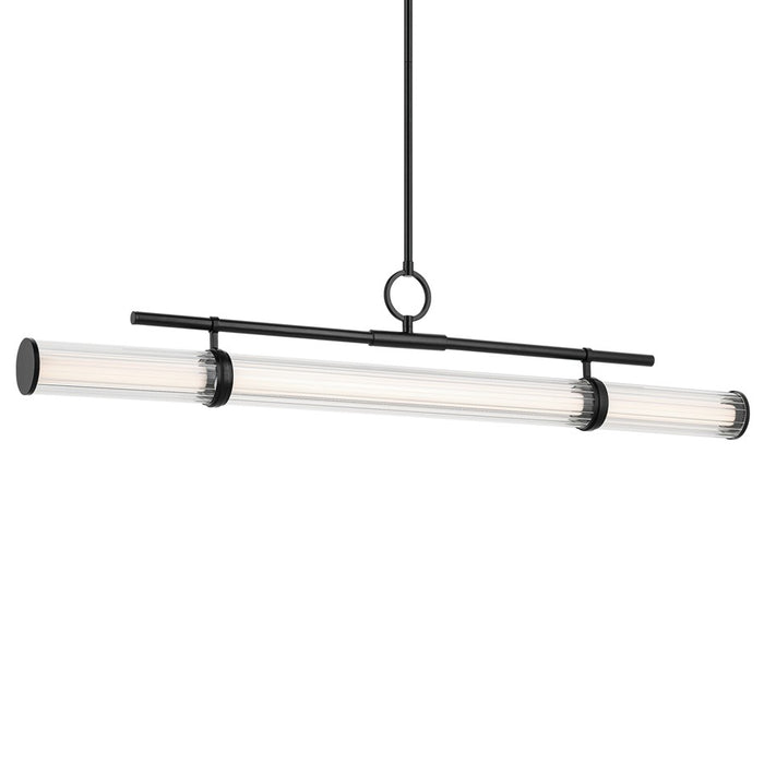 Kichler Riven 48.25" LED 1Lt Linear Chandelier, Black/Clear Fluted
