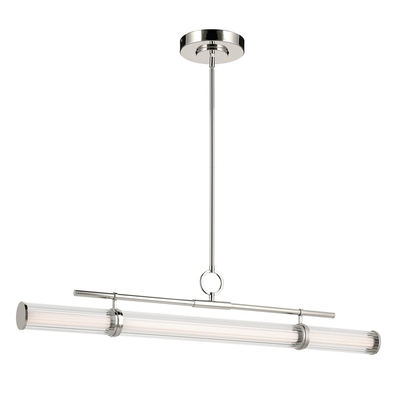 Kichler Riven 48.25" LED 1Lt Linear Chandelier, Nickel/Clear Fluted - 52753PNLED