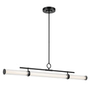 Kichler Riven 60.25" LED 1Lt Linear Chandelier, Black/Clear Fluted - 52754BKLED