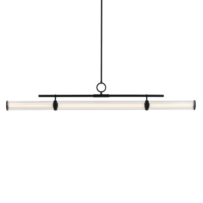Kichler Riven 60.25" LED 1Lt Linear Chandelier, Black/Clear Fluted