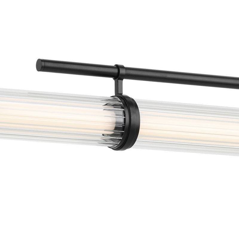 Kichler Riven 60.25" LED 1Lt Linear Chandelier, Black/Clear Fluted