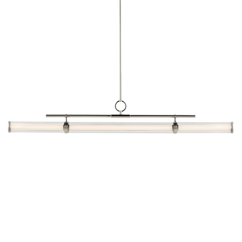 Kichler Riven 60.25" LED 1Lt Linear Chandelier, Nickel/Clear Fluted
