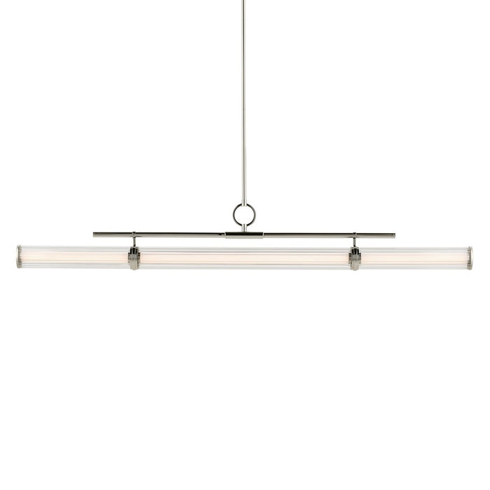 Kichler Riven 60.25" LED 1Lt Linear Chandelier, Nickel/Clear Fluted