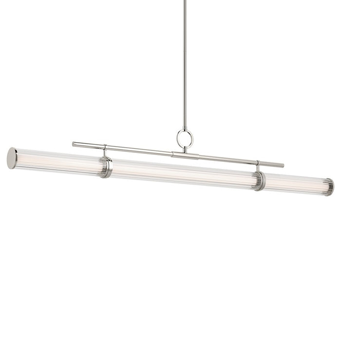 Kichler Riven 60.25" LED 1Lt Linear Chandelier, Nickel/Clear Fluted