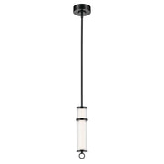 Kichler Riven 15.5" LED 1 Light Mini Pendant, Black/Clear Fluted - 52755BKLED