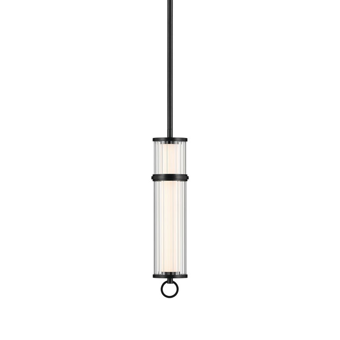 Kichler Riven 15.5" LED 1 Light Mini Pendant, Black/Clear Fluted