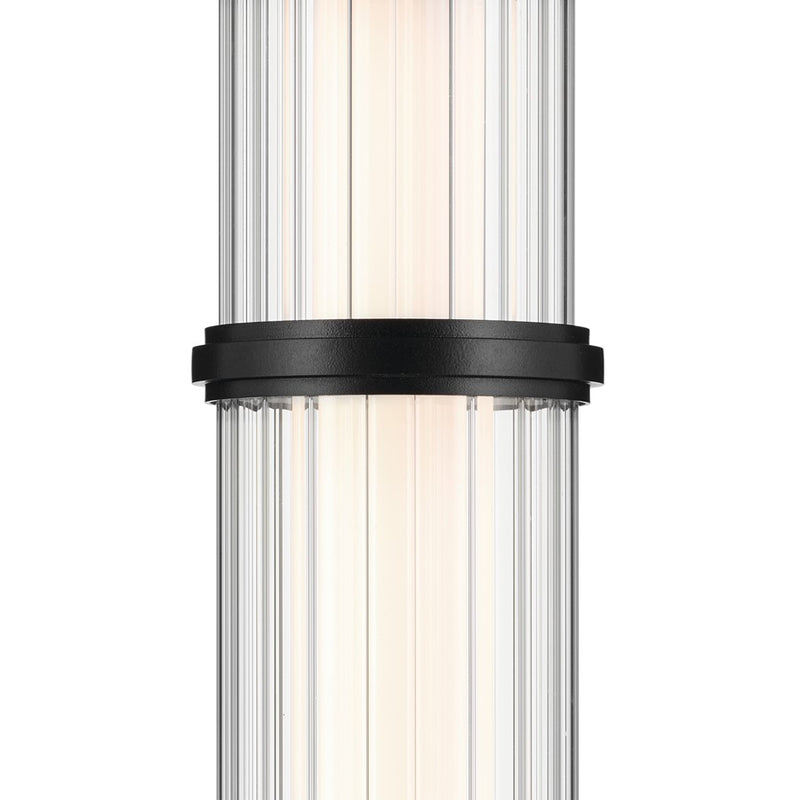 Kichler Riven 15.5" LED 1 Light Mini Pendant, Black/Clear Fluted
