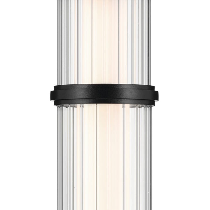 Kichler Riven 15.5" LED 1 Light Mini Pendant, Black/Clear Fluted