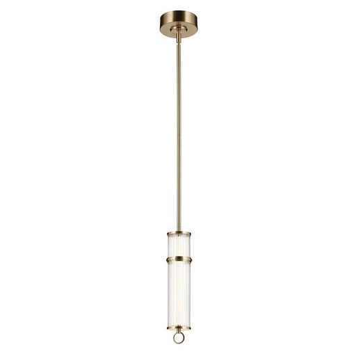 Kichler Riven 15.5" LED 1 Light Pendant, Bronze/Clear Fluted - 52755CPZLED