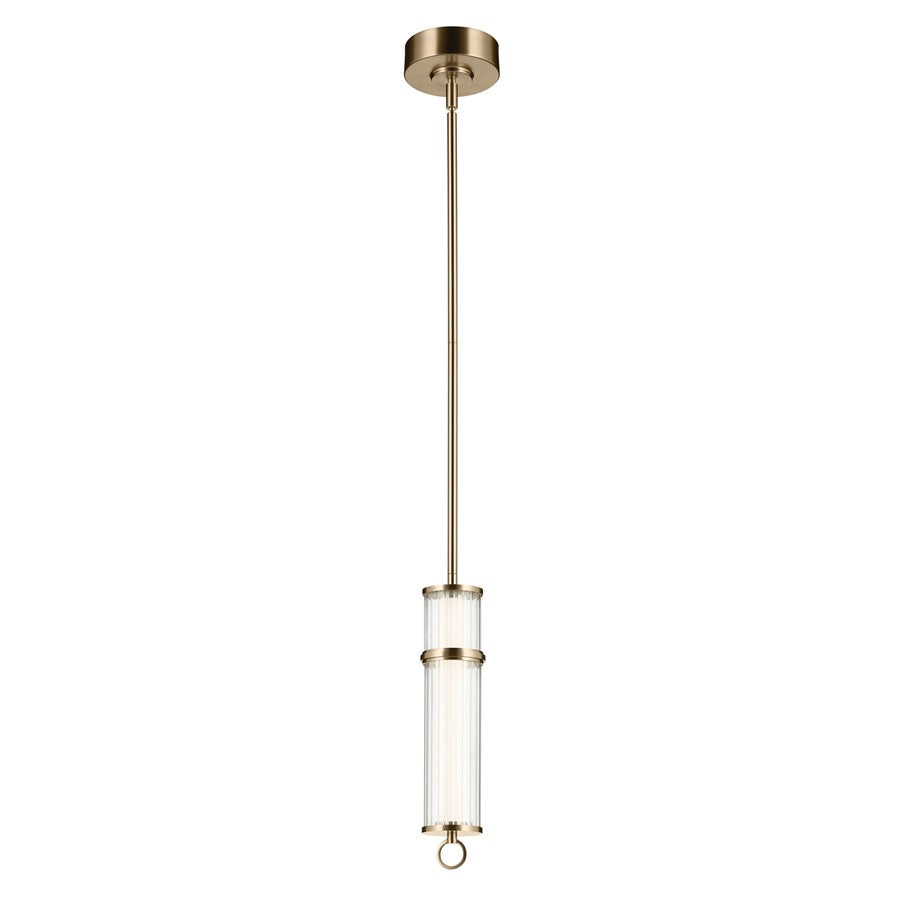 Kichler Riven 15.5" LED 1 Light Pendant, Bronze/Clear Fluted - 52755CPZLED