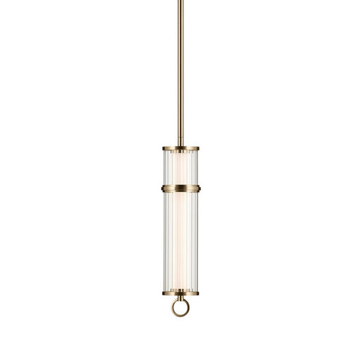 Kichler Riven 15.5" LED 1 Light Pendant, Bronze/Clear Fluted