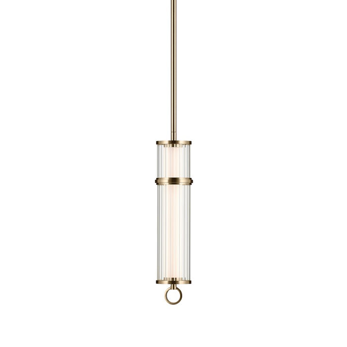 Kichler Riven 15.5" LED 1 Light Pendant, Bronze/Clear Fluted