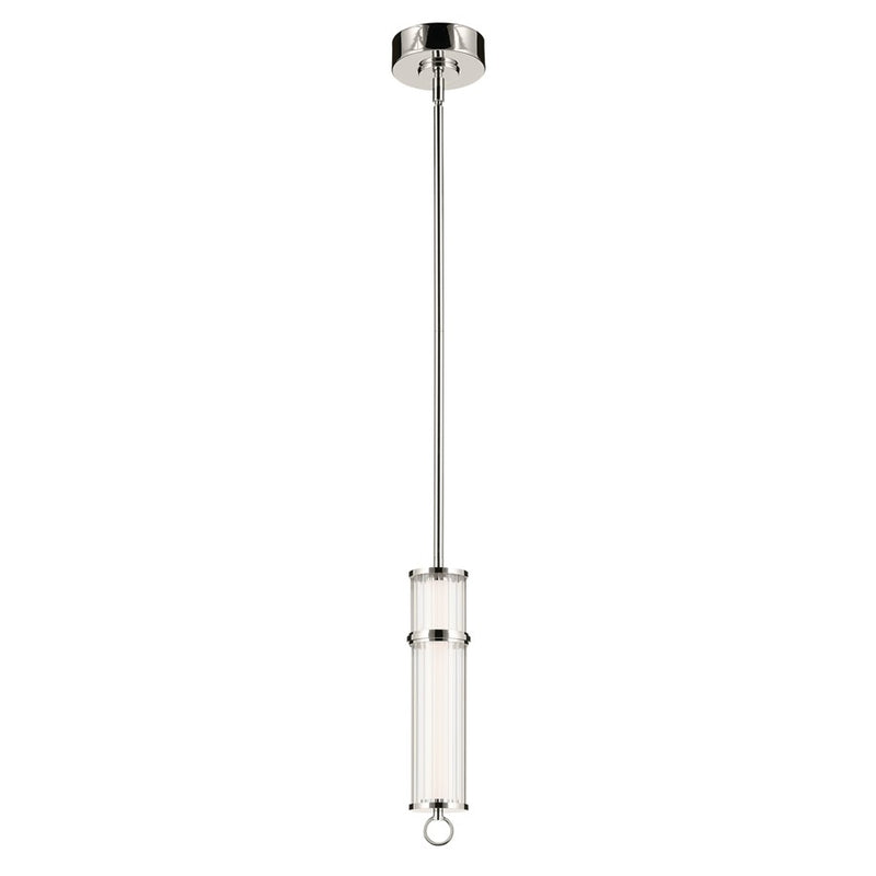 Kichler Riven 15.5" LED 1 Light Pendant, Nickel/Clear Fluted - 52755PNLED
