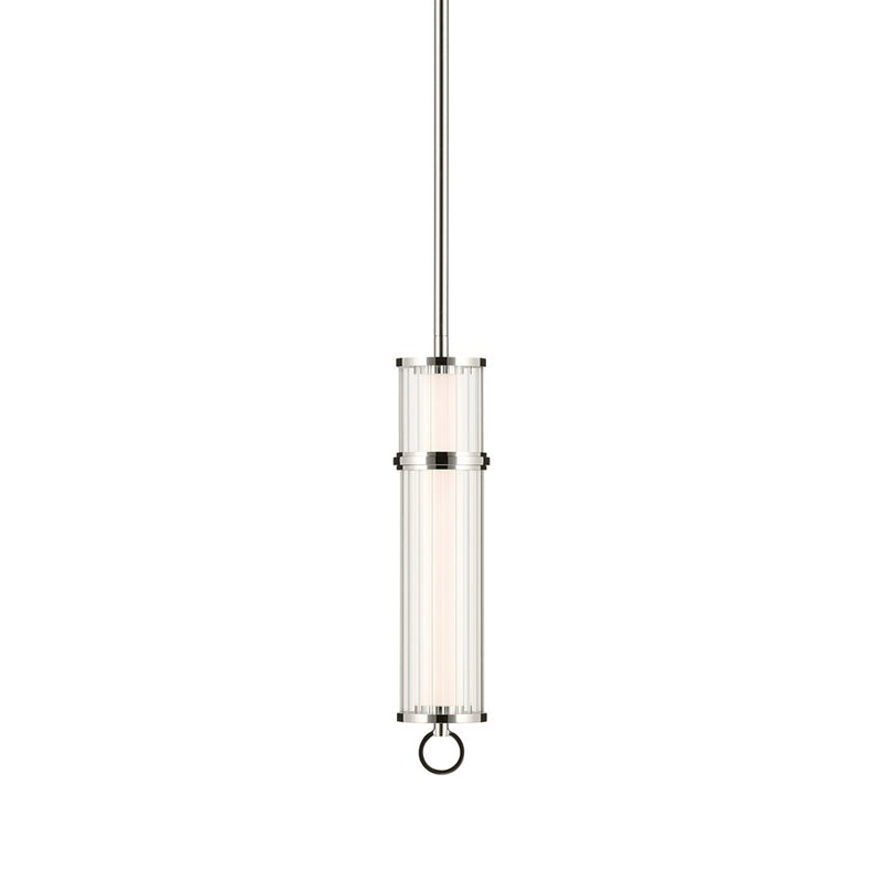 Kichler Riven 15.5" LED 1 Light Pendant, Nickel/Clear Fluted