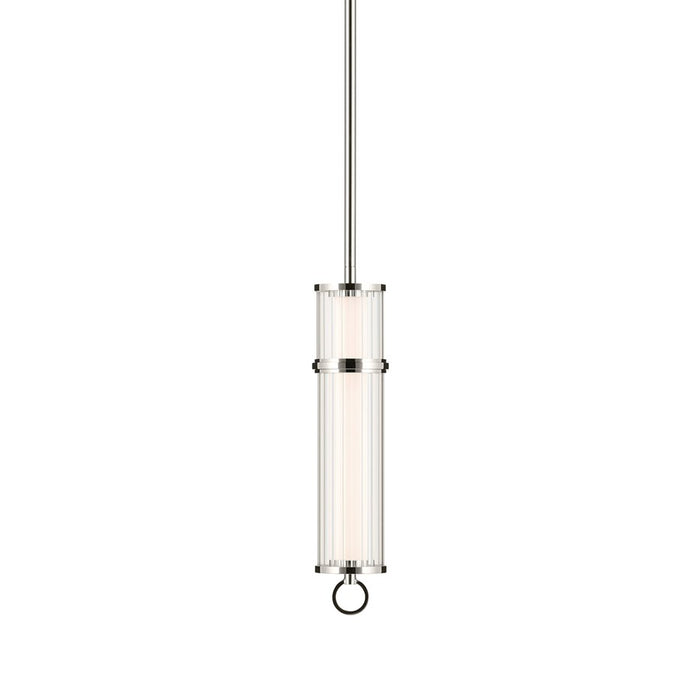 Kichler Riven 15.5" LED 1 Light Pendant, Nickel/Clear Fluted