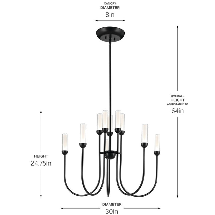Kichler Moraine 30" LED 10 Light 2-Tier Chandelier, Black