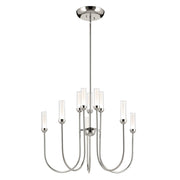 Kichler Moraine 30" LED 10 Light 2-Tier Chandelier, Nickel - 52757PNLED