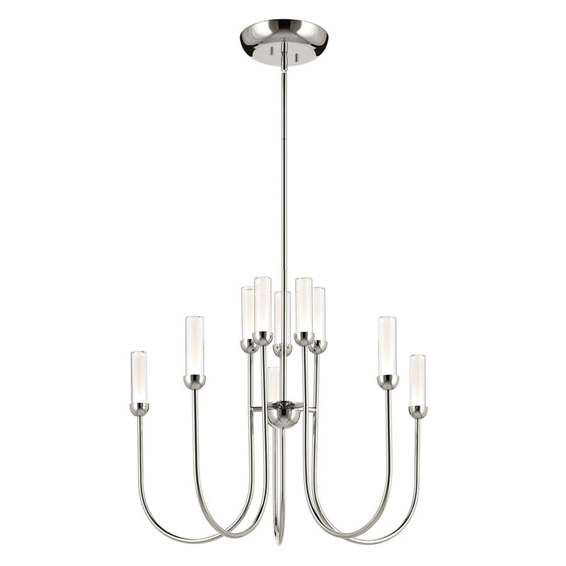 Kichler Moraine 30" LED 10 Light 2-Tier Chandelier, Nickel - 52757PNLED
