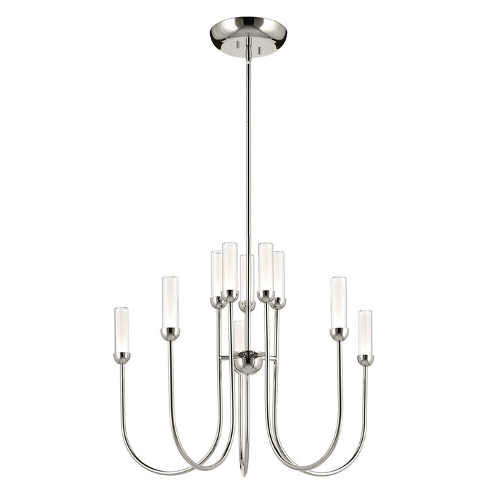 Kichler Moraine 30" LED 10 Light 2-Tier Chandelier, Nickel - 52757PNLED