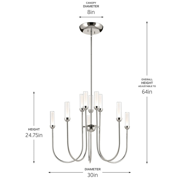Kichler Moraine 30" LED 10 Light 2-Tier Chandelier, Nickel