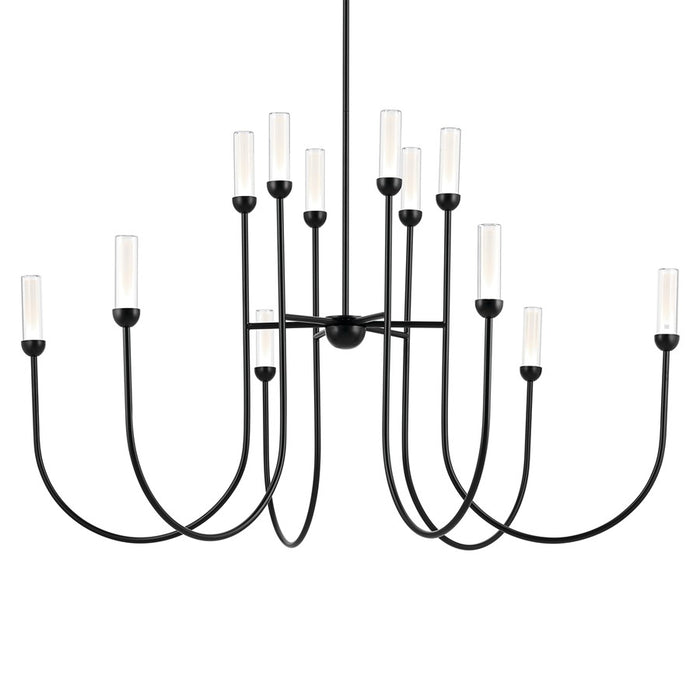 Kichler Moraine 50" LED 12 Light 2-Tier Chandelier, Black