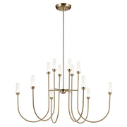 Kichler Moraine 50" LED 12 Light 2-Tier Chandelier, Bronze - 52758CPZLED