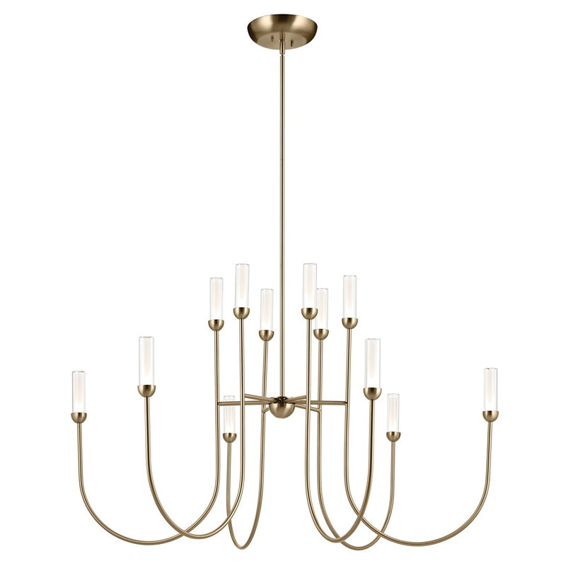 Kichler Moraine 50" LED 12 Light 2-Tier Chandelier, Bronze - 52758CPZLED