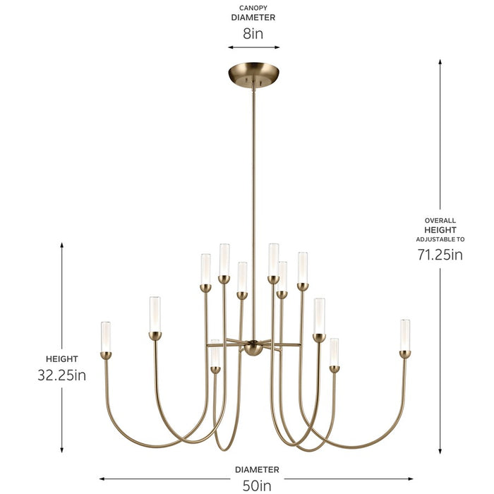 Kichler Moraine 50" LED 12 Light 2-Tier Chandelier, Bronze