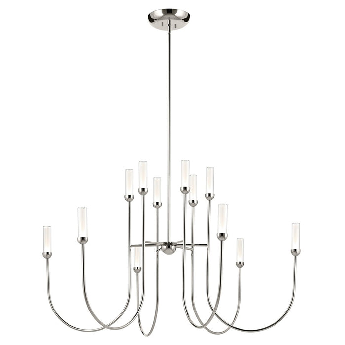 Kichler Moraine 50" LED 12 Light 2-Tier Chandelier, Nickel - 52758PNLED