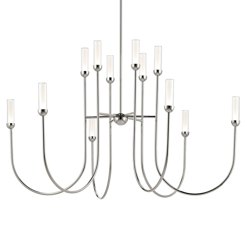 Kichler Moraine 50" LED 12 Light 2-Tier Chandelier, Nickel