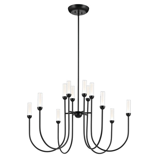 Kichler Moraine 40" LED 12 Light 2-Tier Chandelier, Black - 52759BKLED