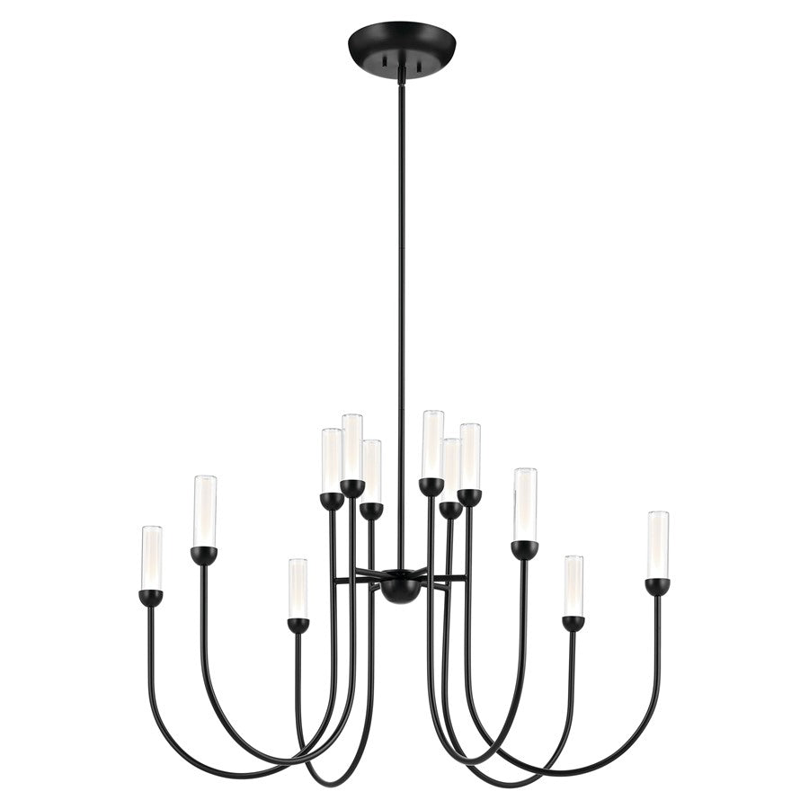 Kichler Moraine 40" LED 12 Light 2-Tier Chandelier, Black - 52759BKLED