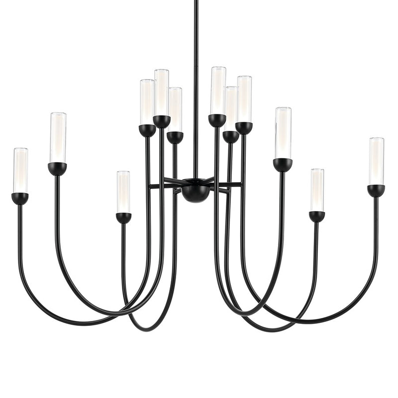 Kichler Moraine 40" LED 12 Light 2-Tier Chandelier, Black