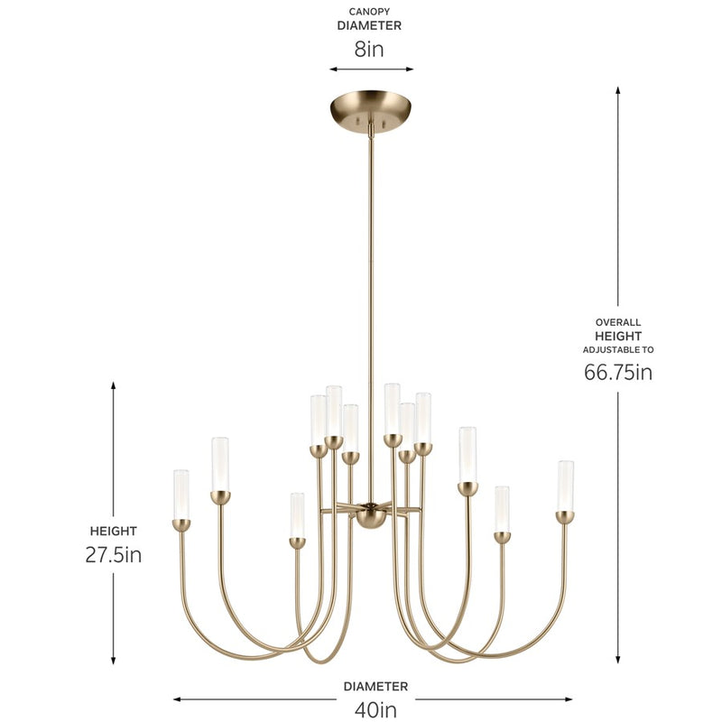 Kichler Moraine 40" LED 12 Light 2-Tier Chandelier, Bronze