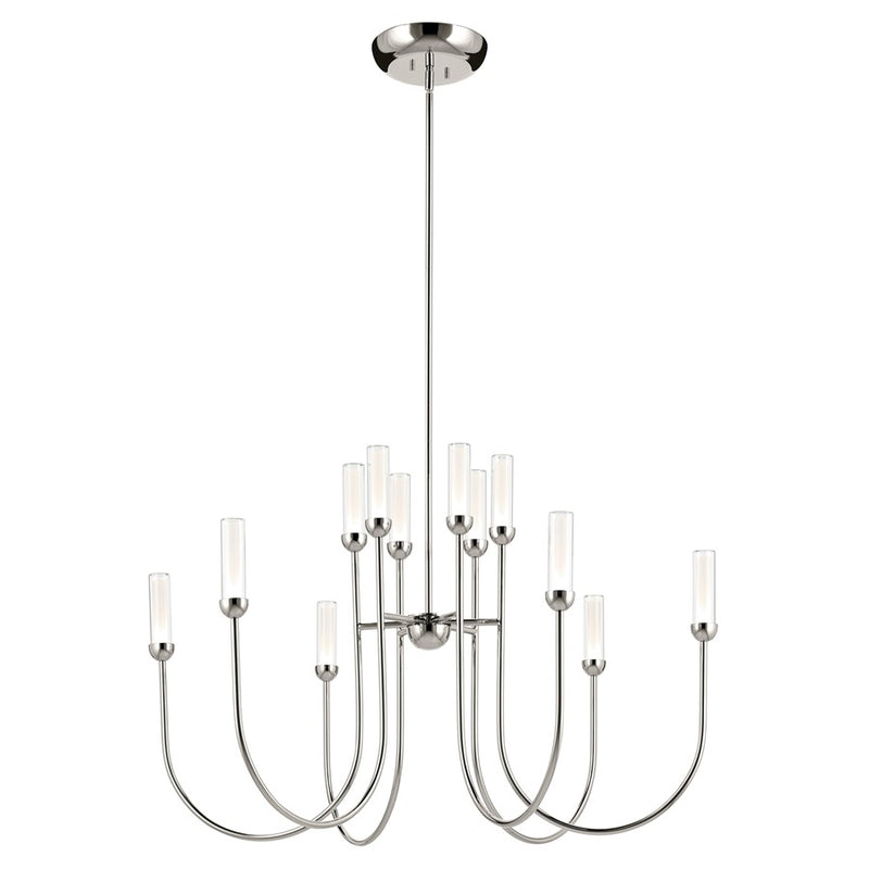 Kichler Moraine 40" LED 12 Light 2-Tier Chandelier, Nickel - 52759PNLED