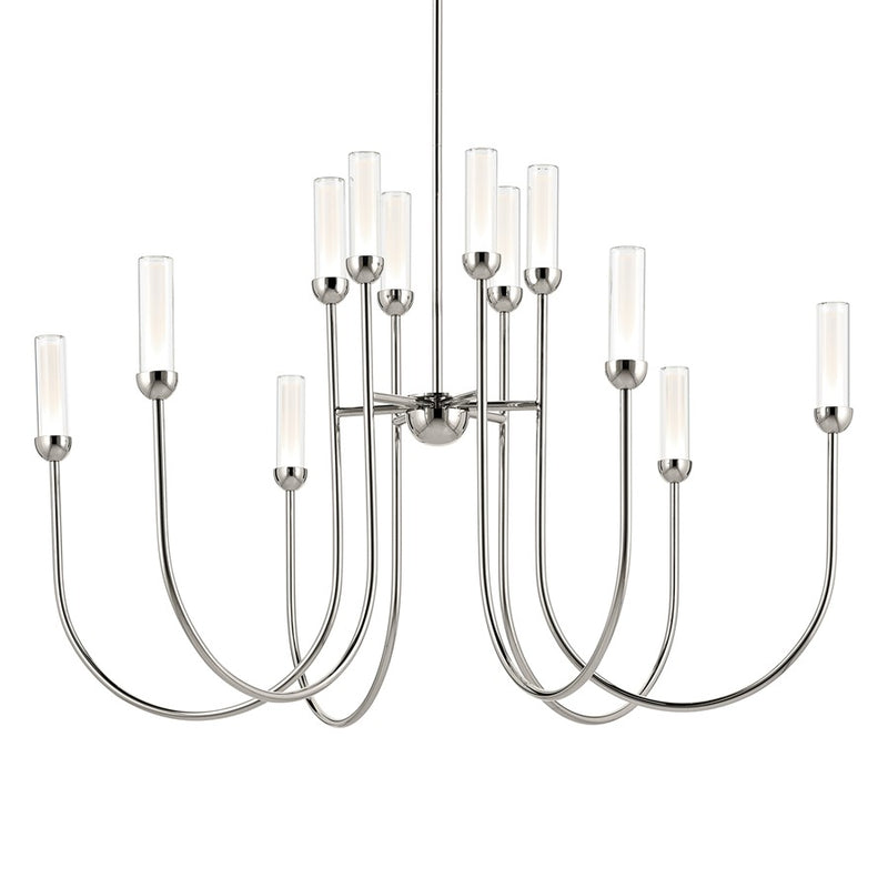 Kichler Moraine 40" LED 12 Light 2-Tier Chandelier, Nickel