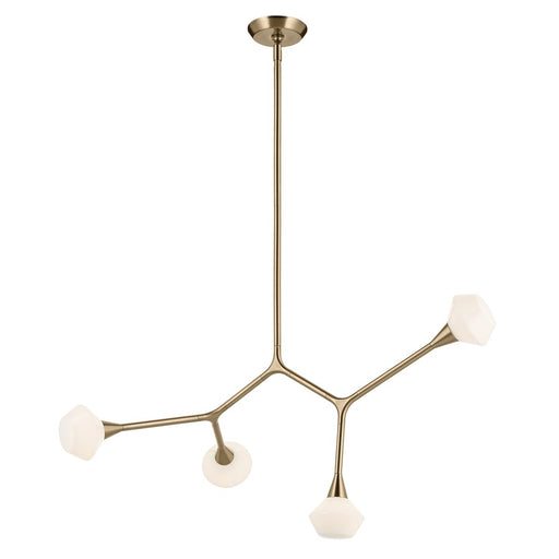 Kichler Cassius 39.5" 4 Light Convertible Chandelier, Bronze/Opal - 52762CPZ