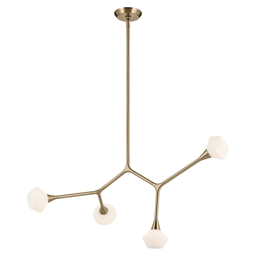 Kichler Cassius 39.5" 4 Light Convertible Chandelier, Bronze/Opal - 52762CPZ