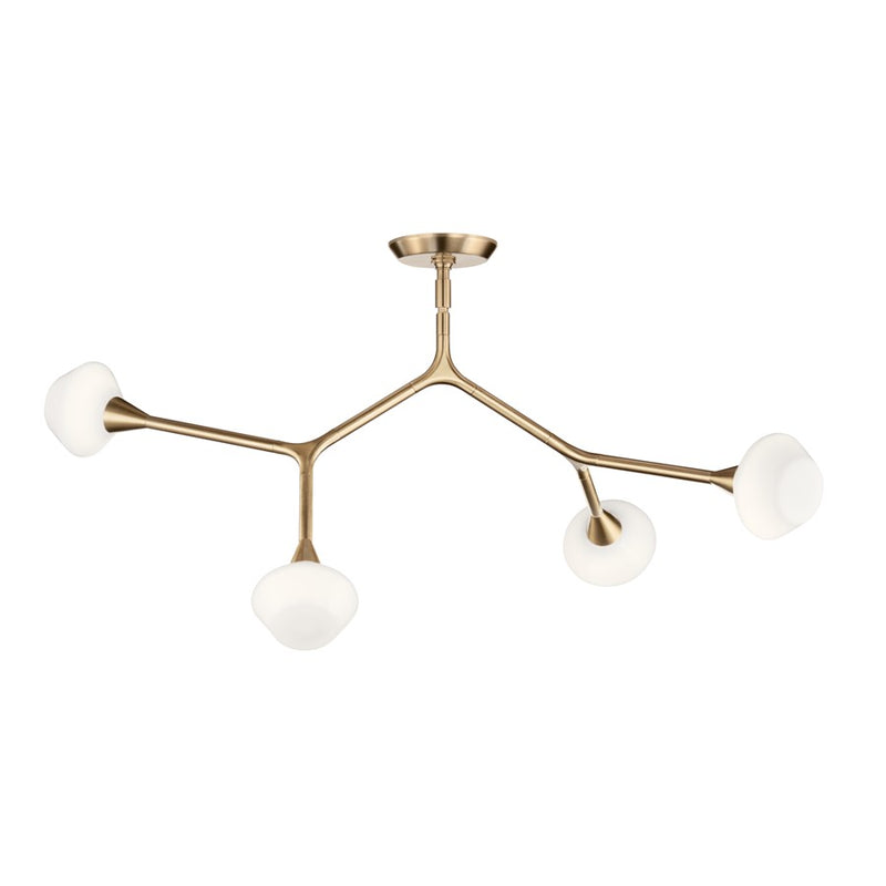 Kichler Cassius 39.5" 4 Light Convertible Chandelier, Bronze/Opal