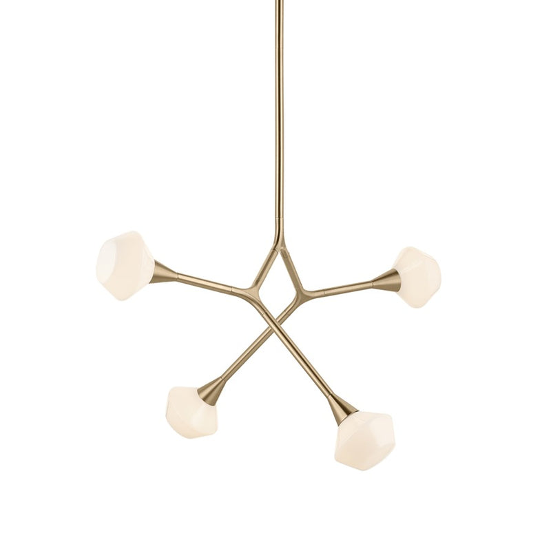 Kichler Cassius 39.5" 4 Light Convertible Chandelier, Bronze/Opal