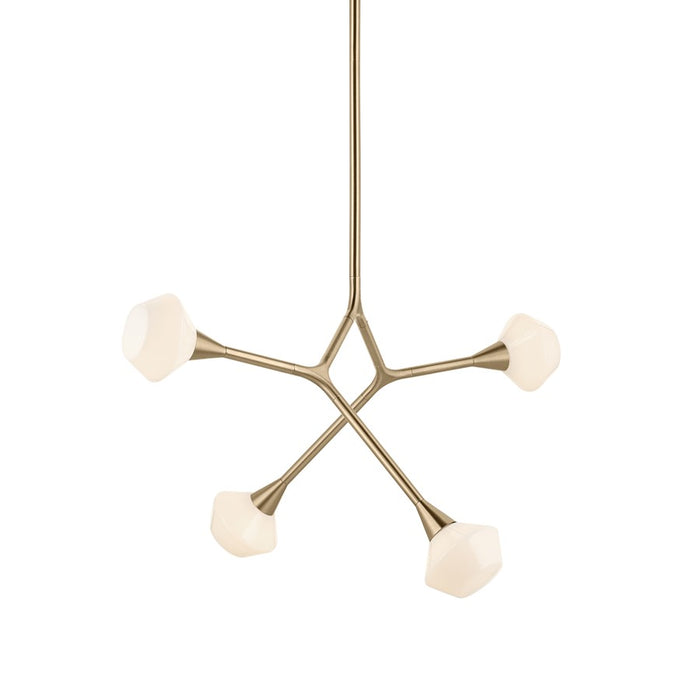 Kichler Cassius 39.5" 4 Light Convertible Chandelier, Bronze/Opal