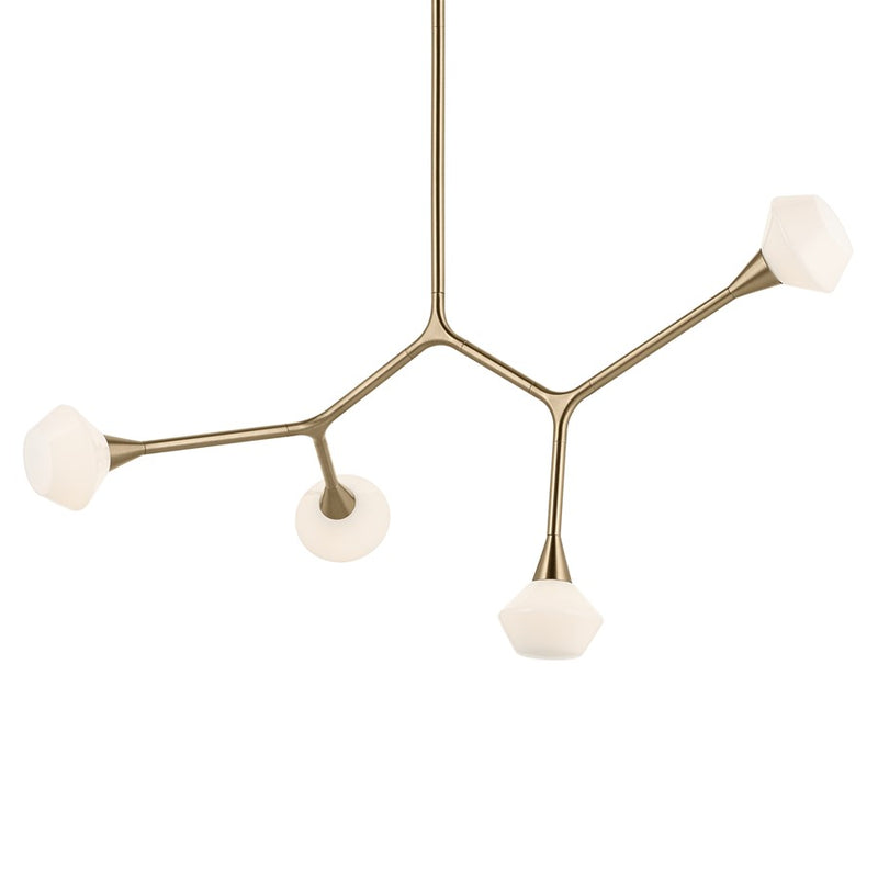 Kichler Cassius 39.5" 4 Light Convertible Chandelier, Bronze/Opal