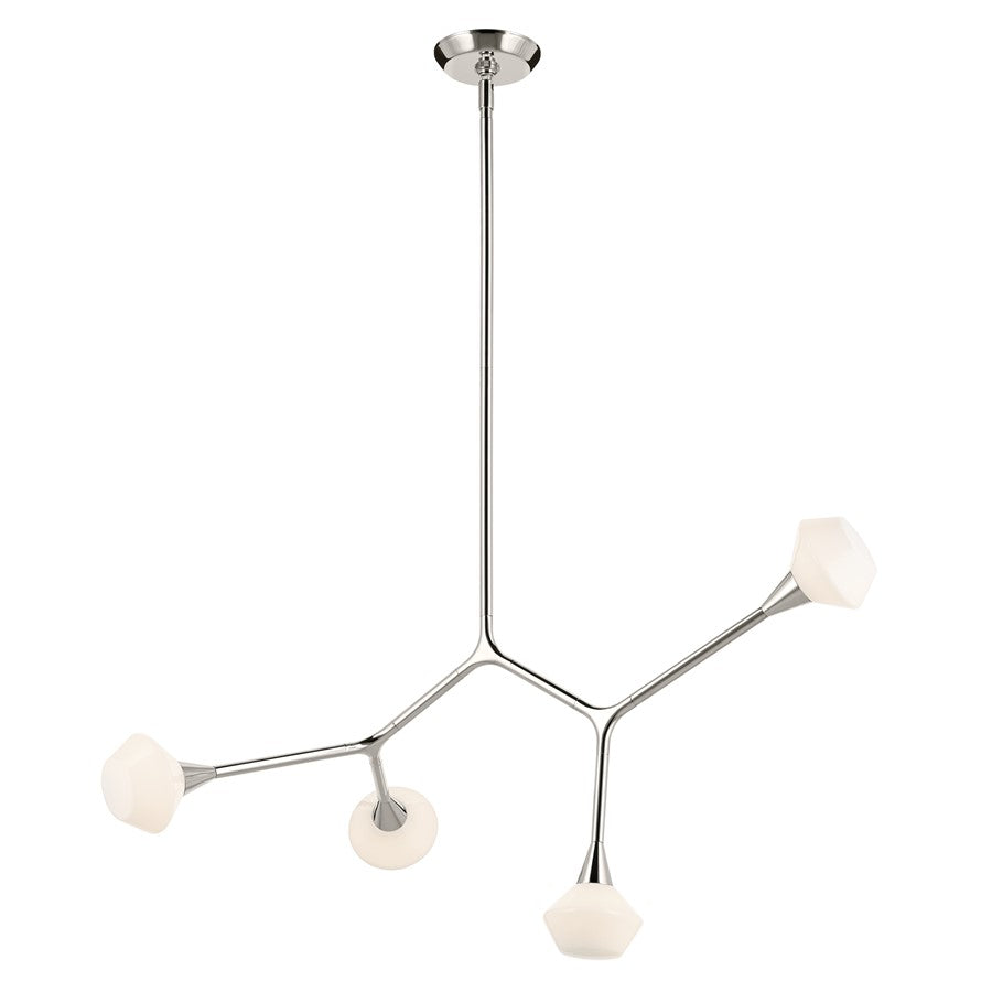 Kichler Cassius 39.5" 4 Light Convertible Chandelier, Nickel/Opal - 52762PN