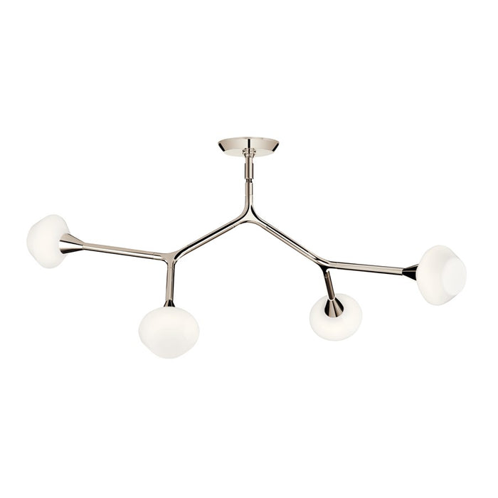 Kichler Cassius 39.5" 4 Light Convertible Chandelier, Nickel/Opal