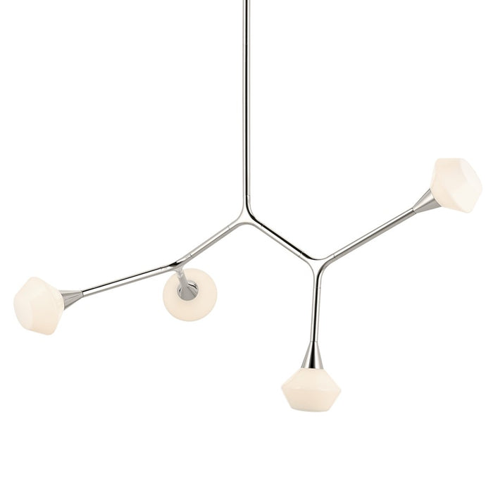 Kichler Cassius 39.5" 4 Light Convertible Chandelier, Nickel/Opal
