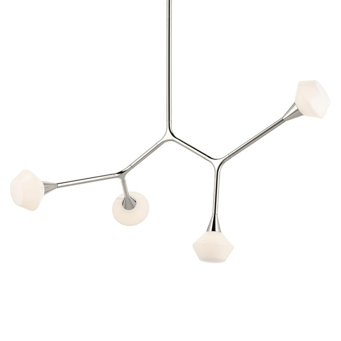 Kichler Cassius 39.5" 4 Light Convertible Chandelier, Nickel/Opal