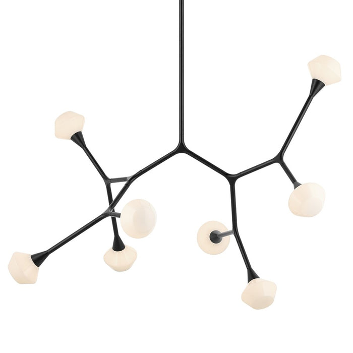 Kichler Cassius 52.5" 8 Light Convertible Chandelier, Black/Opal Glass