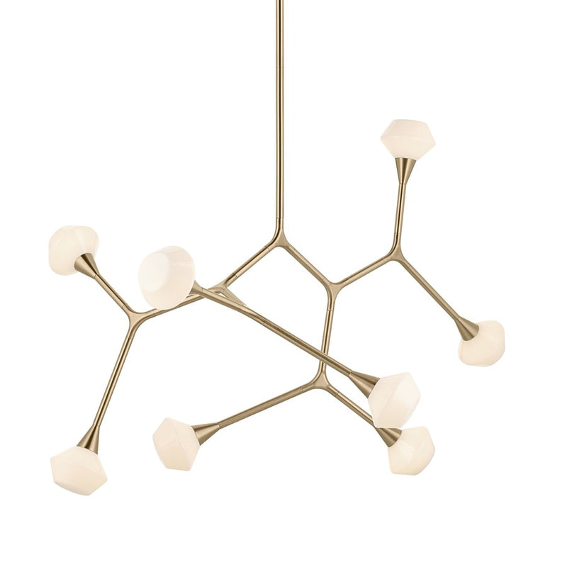 Kichler Cassius 52.5" 8 Light Convertible Chandelier, Bronze/Opal