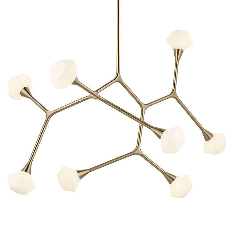 Kichler Cassius 52.5" 8 Light Convertible Chandelier, Bronze/Opal